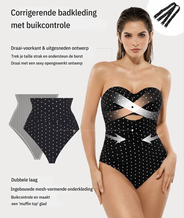 Jednoczęściowy strój kąpielowy Popilush S – Modelujący, w groszki retro