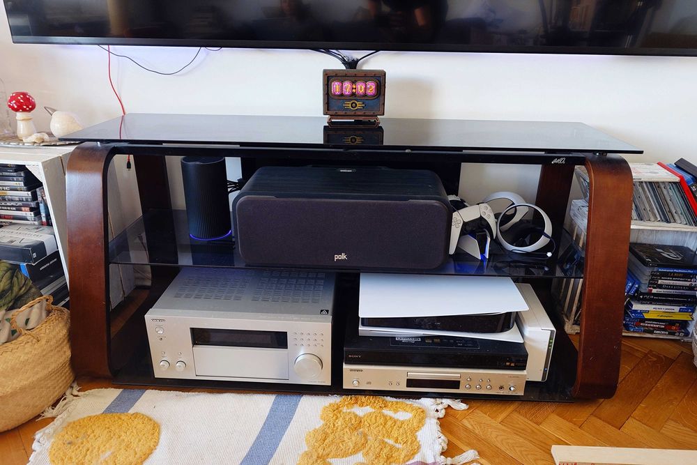 Stolik RTV BellO Komi szkło drewno