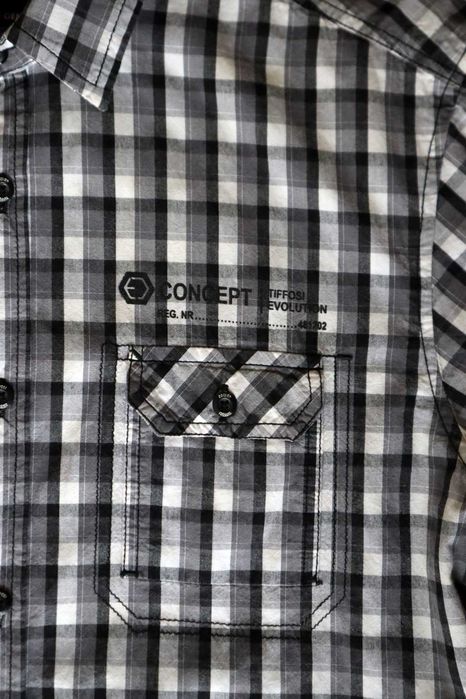 Camisa Tiffosi algodão de manga curta xadrez cinza