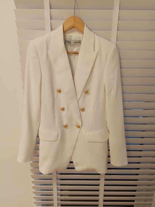 Marynarka dwurzędowa biała Zara