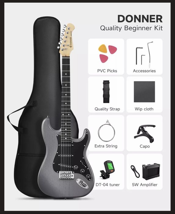 Электрогитара DONNER DST-80 Matton Black - (Комплект)