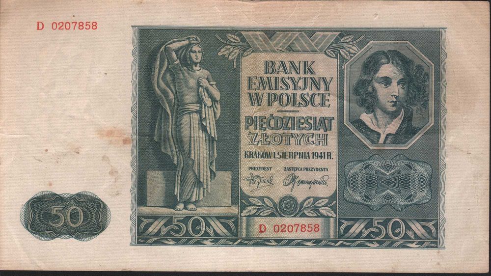 Banknot 50 zł. 1941 r. Bank Emisyjny w Polsce seria D
