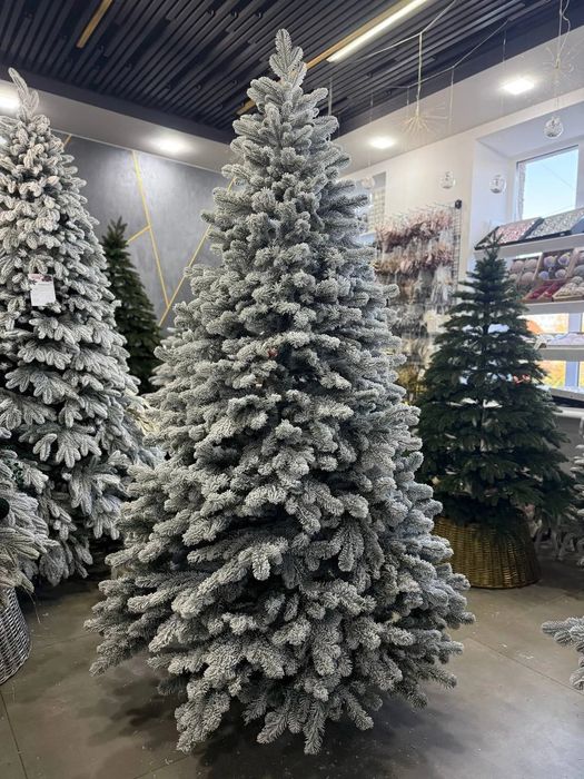 Фінська засніжена лита ялинка від 1,80 м до 2,30 м, преміум якість, найпишніша, дуже густа, на КРАБАХ, шарнірах, Umbrella . Штучні ялинки.