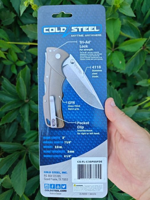 Cold Steel Verdict Flat Dark Earth GFN, отличное качество без нюансов,Tri-Ad Lock , рабочий нож на карман ,Code-4