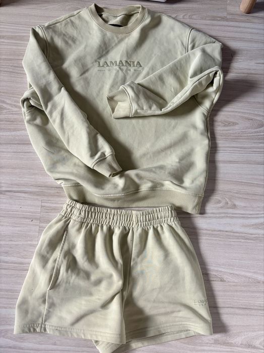 Pistacjowy komplet La Mania bluza szorty spodenki xs viral dres