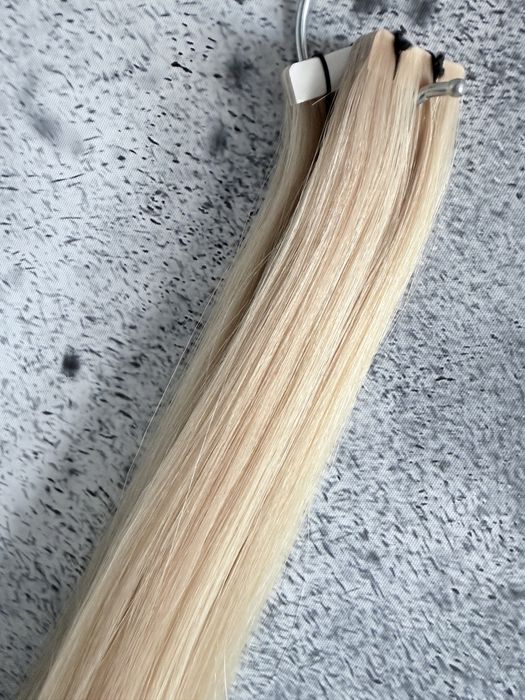 Włosy naturalne długie 50 cm 50g blond refleksy kanapki tape on