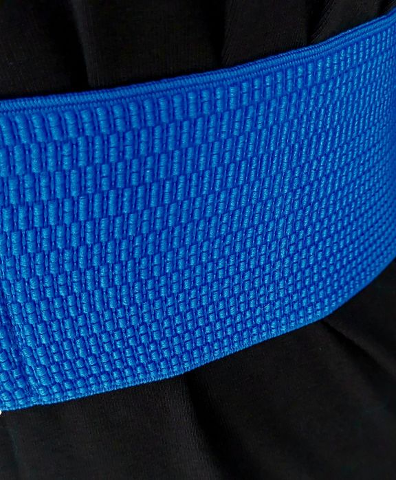 Elastyczny niebieski szeroki pasek damski