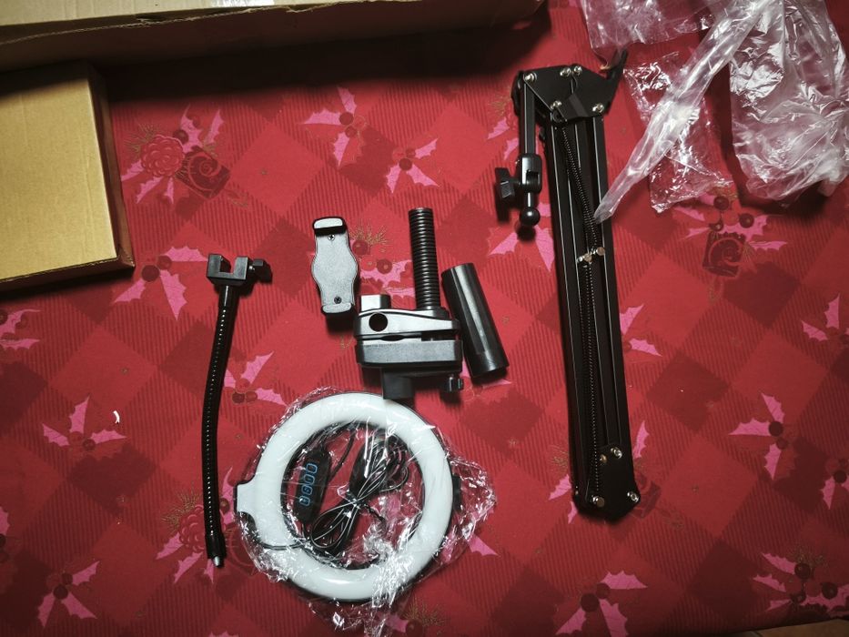 Kit suporte telemóvel com anel de luz
