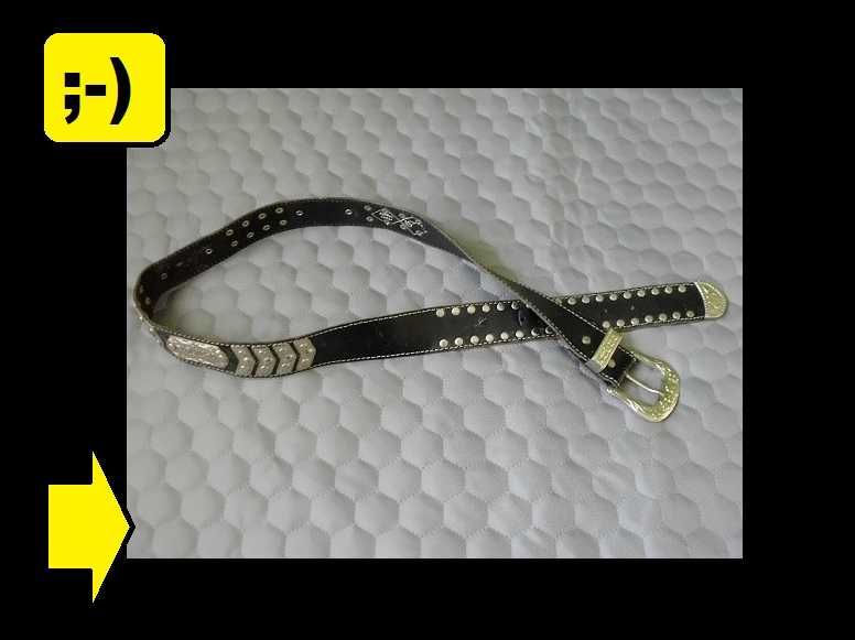 Pasek damski skórzany brązowy metalowy 110cm