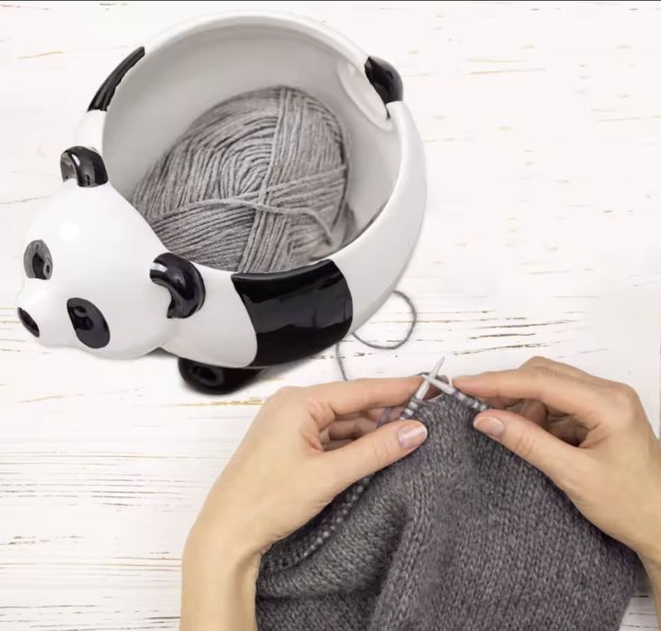 Słodka Panda ceramiczna miska uchwyt organizer z przędzydziewiarska k