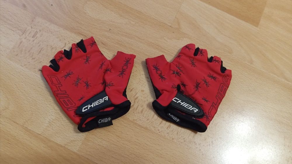 2x rękawiczki rowerowe dziecięce Btwin i Chiba
