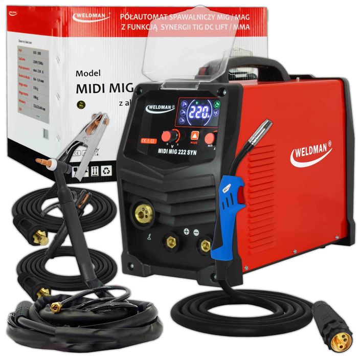 Spawarka migomat Weldman Midi MIG 222 Synergia +TIG Zestaw