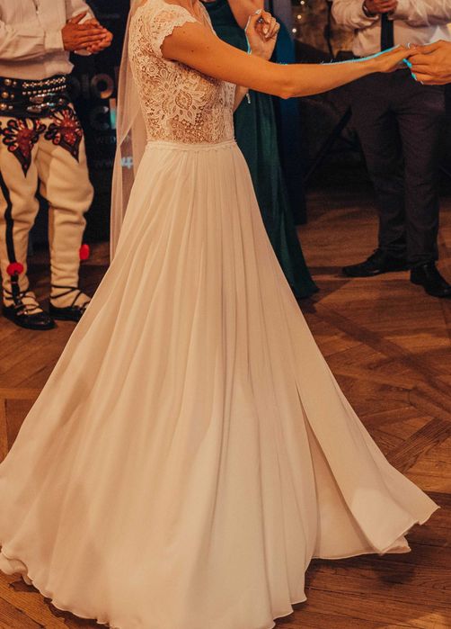 Suknia ślubna z krótkim rękawkiem, koronka, XS Elizabeth Passion
