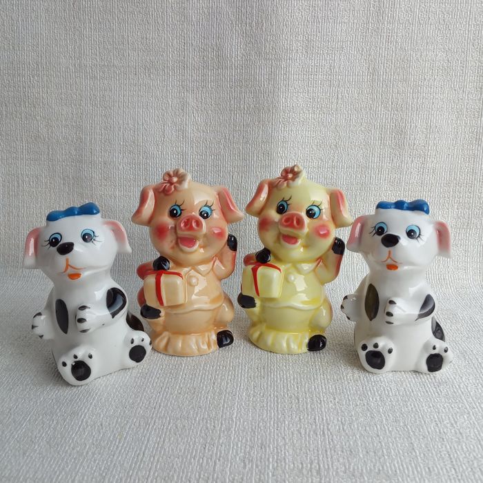 Солонка и перечница (свинки, собачки), 4 шт.