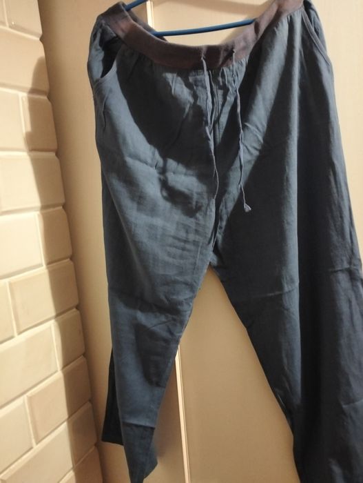 Spodnie damskie len wiskoza długie szerokie klasyczne  duży rozmiar