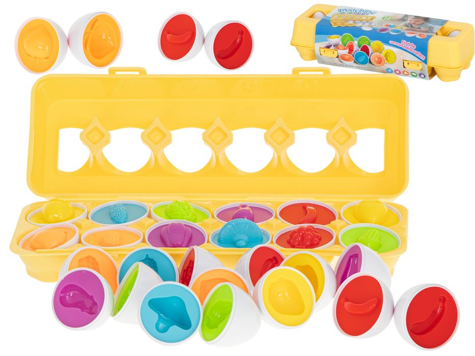 Jajka Sorter Układanka Edukacyjna Dopasuj Kształty Montessori Puzzle 12 szt