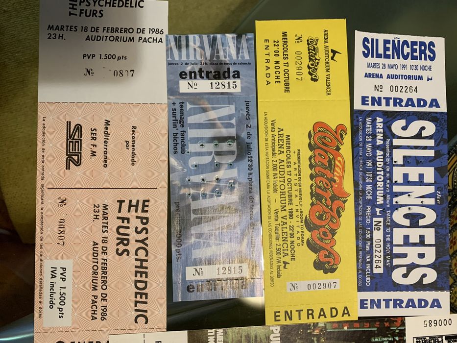 Bilhetes usados originais de concertos