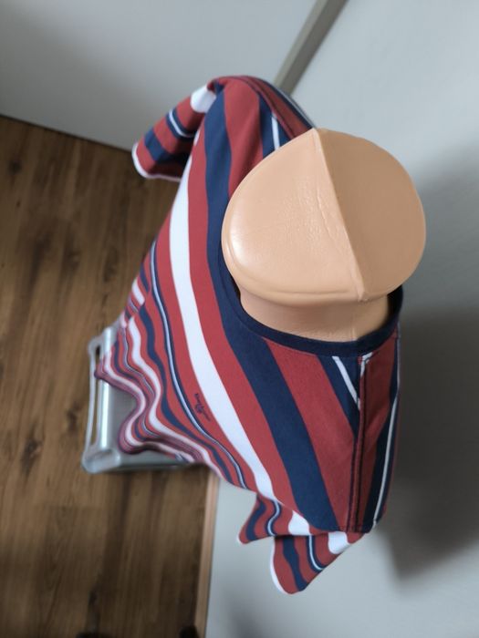 Barbour t-shirt męski w paski L burgund granat biały