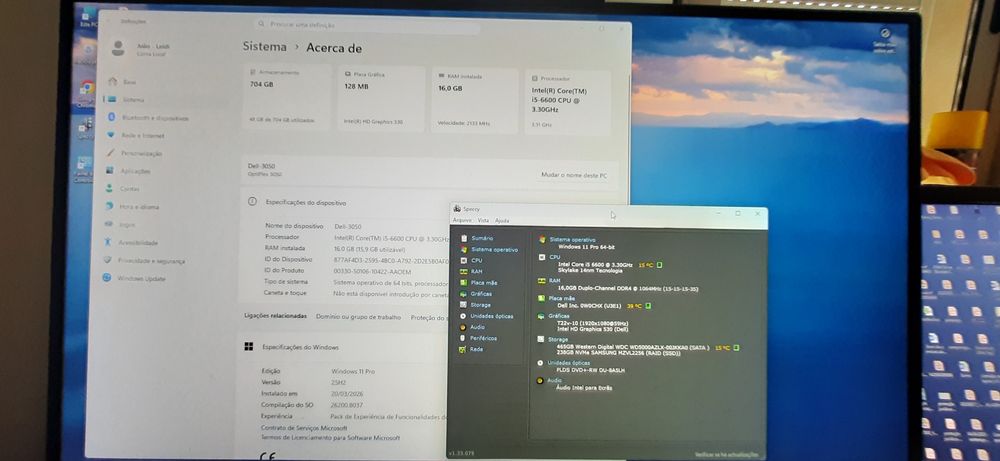 Pç/Torre DELL 3050 6ªG|i5.6600-3.3G|16G|HDMI|NVMe256+HD500|Wf5G+BT|W11