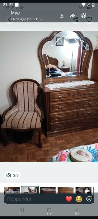 cama+ cómoda com espelho+cadeirão.  Sem colchão