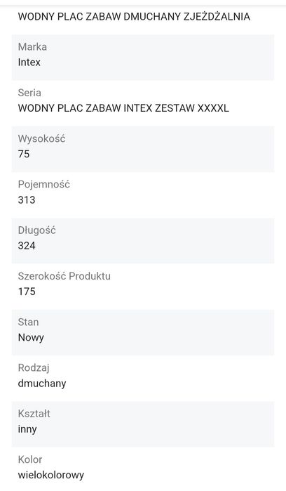 Wodny plac zabaw nowy basen intex okazja duzy