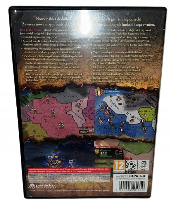 Europa Universalis III Walka O Tron BOX PL - pudełko po grze PC