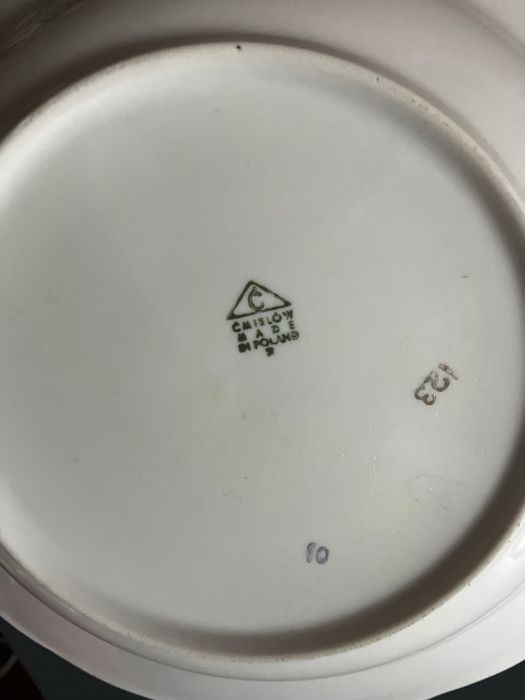 Serwis Ćmielów 5 talerzy głębokich złocone malowane zdobione duże prl