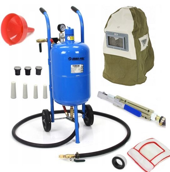 PIASKARKA MOBILNA SYFONOWA 19l + profesjonalna maska do piaskowania!