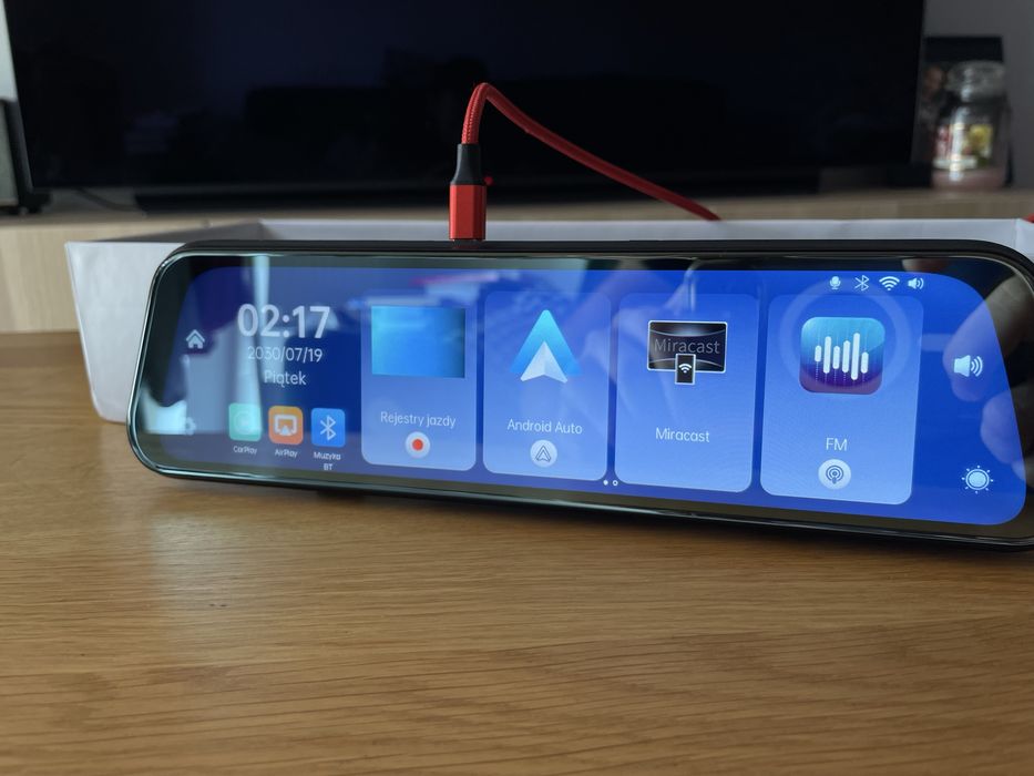 Wideorejestrator 4K lusterko Android auto/ CarPlay kamera/Yanosik