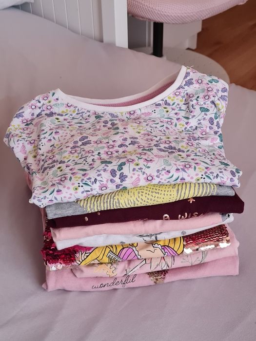 Zestaw 8 nowych i używanych bluzek na długi rękaw cekiny roszpunka