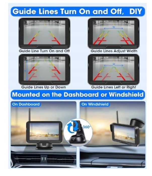 Bezprzewodowa Kamera Cofania AHD 1080p + Monitor 5" HD