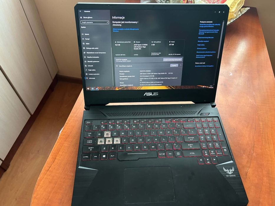 laptop gamingowy asus fx505DT