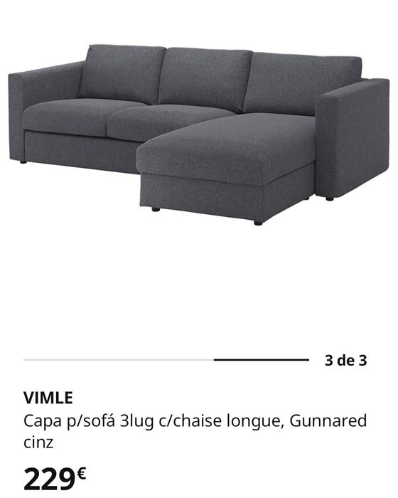 Capa p/ sofá Vimle 3lug c/ chaise longue