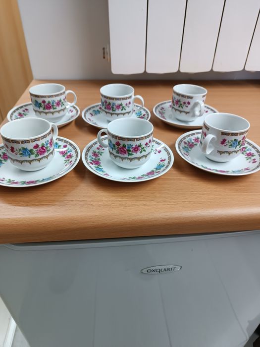 Zestaw do espresso komplet filiżanek 6 sztuk kwiatowy shabby Chic