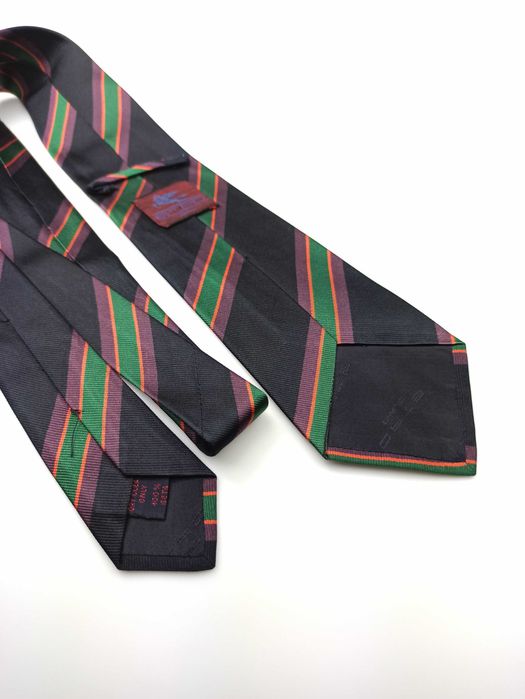 Etro Granatowy jedwabny krawat w paski regimental sap94