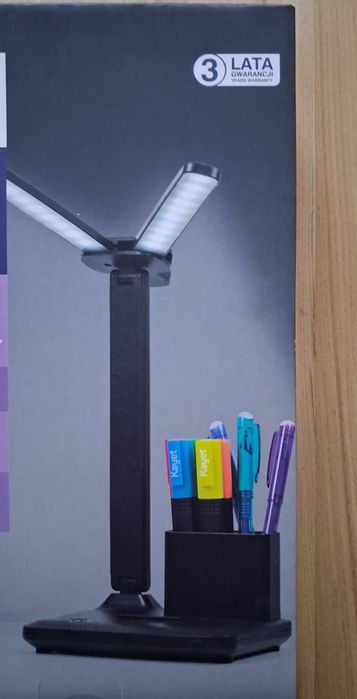 Lamkpa Biurkowa Lethe Podwójna lampka z pojemnikiem na przybory Czarna