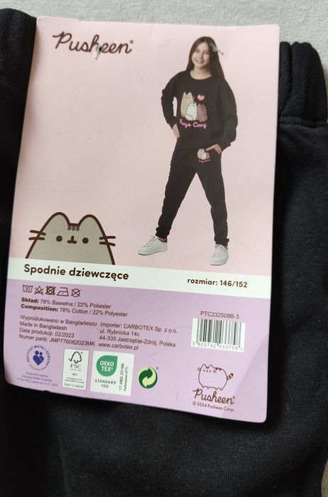Spodnie Pusheen dziewczynka rozmiar 146/152