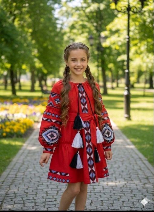 Плаття вишите на дівчинку  116 см, 122 см, 128 см, 134 см, 140 см