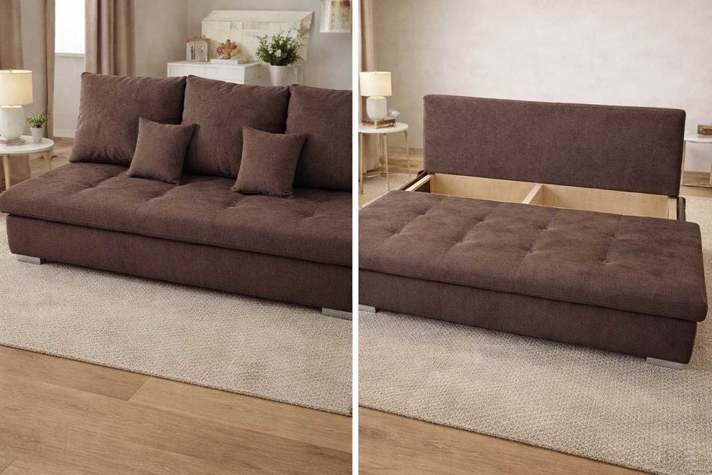 Kanapa MIA | bez boków | Funkcja spania | Sofa rozkładana. poduszki w zestawie