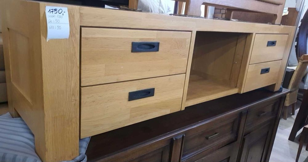 Szafka rtv drewniana drewno dębowe jasna naturalna masywna FV DOWÓZ