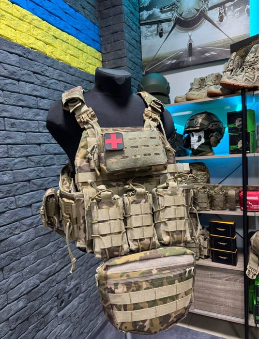 Плитоноска оригінал Single Sword мультикам + бокові кармани плитоноска