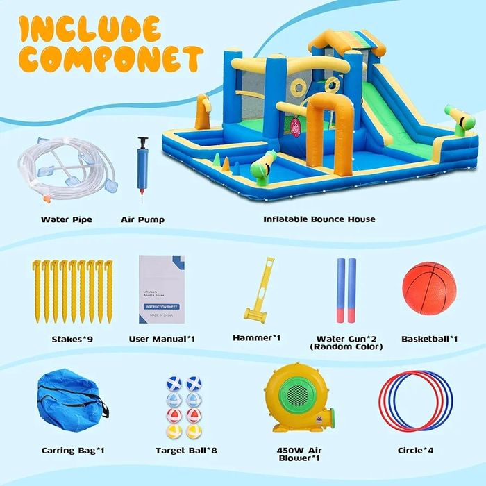 Dmuchana zjeżdżalnia wodna. Zamek dmuchany.