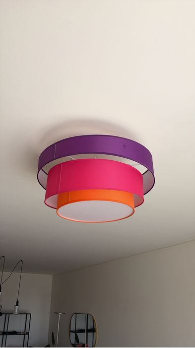 Candeeiro de teto Euluna Trio Max, Ø60 cm, roxo/rosa/laranja — como novo