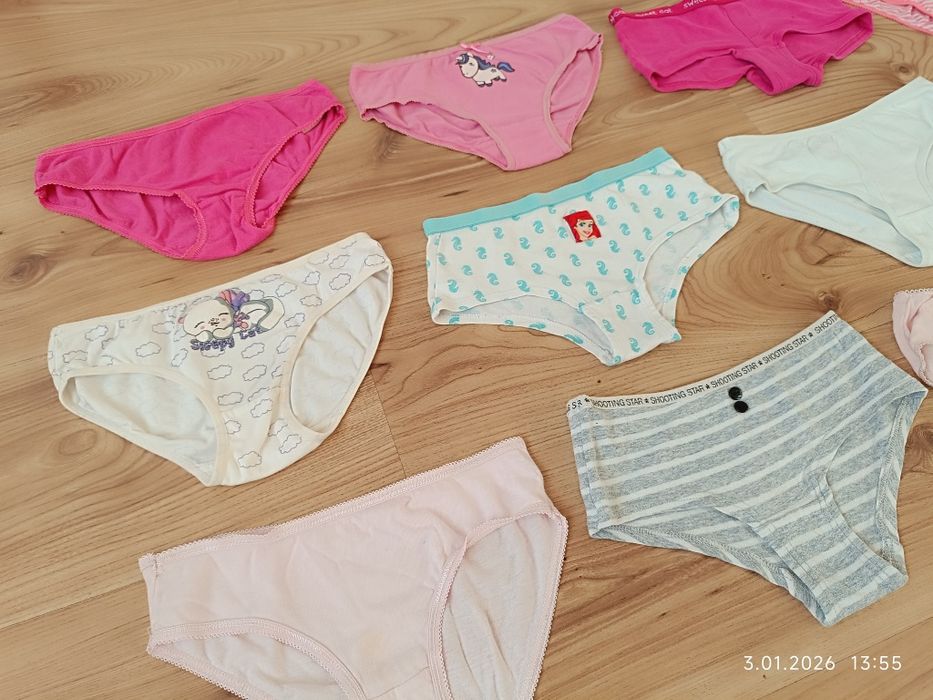Zestaw 12 szt majtek r 128 dla dziewczynki bielizna
