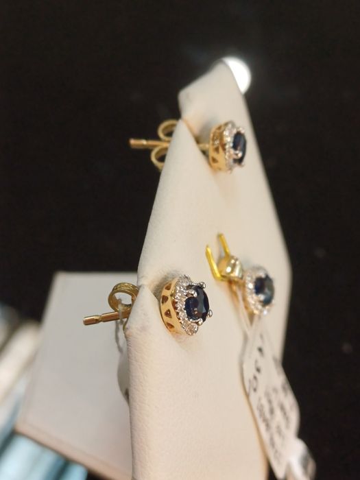 Złoty komplet  szafiry i diamenty