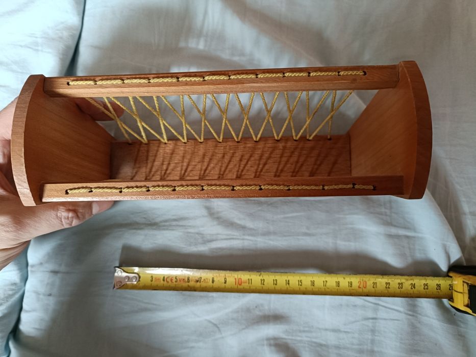 Różności PRL szkatułka masażer drewniany obraz obrus