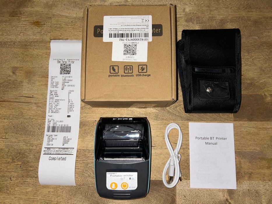 Przenośna drukarka termiczna Bluetooth/ USB 58mm + etui Nowa