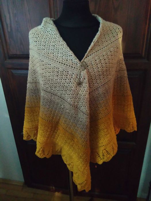 Chusta szal duża beż nowa rękodzieło