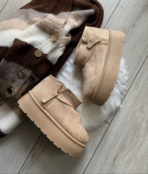 Botki śniegowce beżowe lekkie