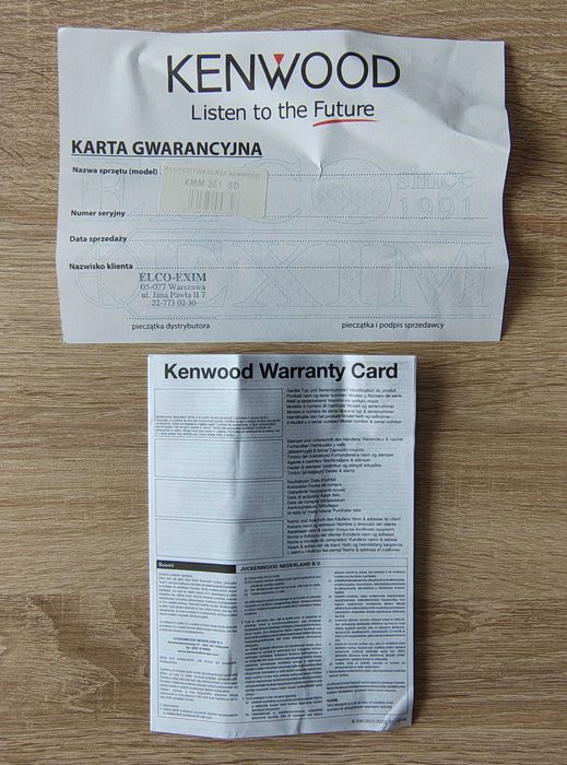 Używany radioodtwarzacz samochodowy Kenwood KMM-361SD + akcesoria